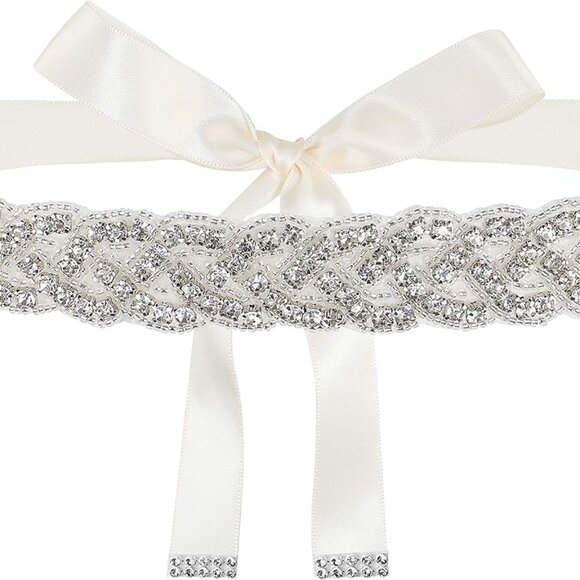 Handmade Bridal Belt, Rhinestone Wedding Dress Belts, Ribbon Crystal Sash for Wo - Picture 1 of 7